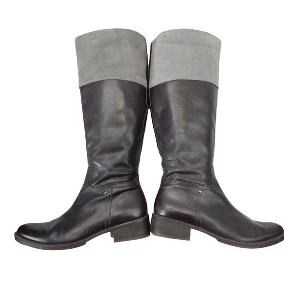 Kenneth Cole Women's Brown & Gray Leather Knee High Riding Boots Size 8.5 M - Picture 7 of 13